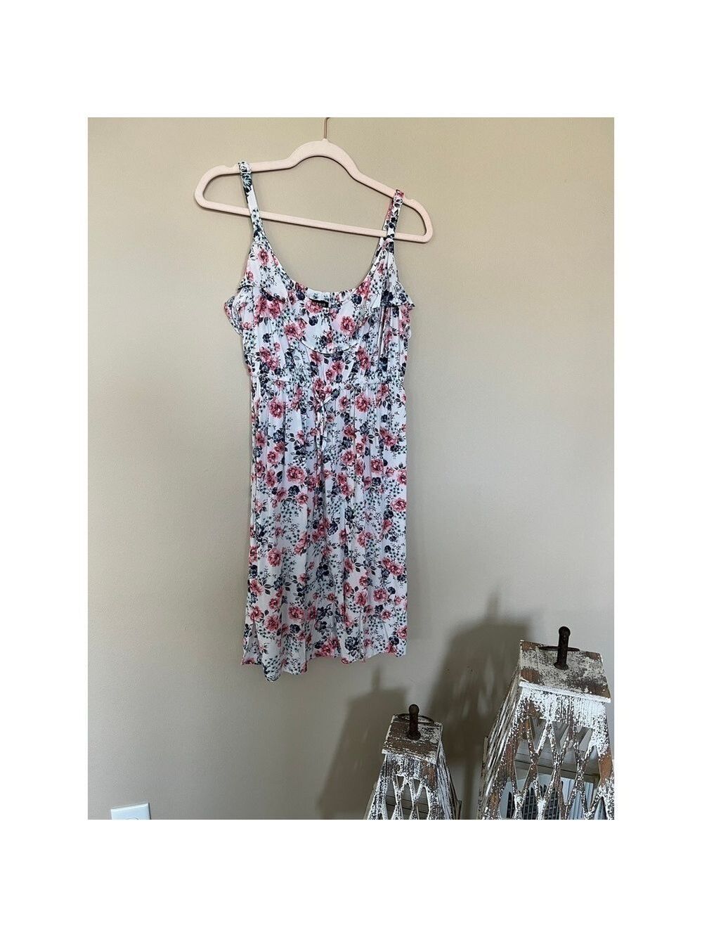 Torrid White and Pink Floral Lace Sundress, Torrid Size 1